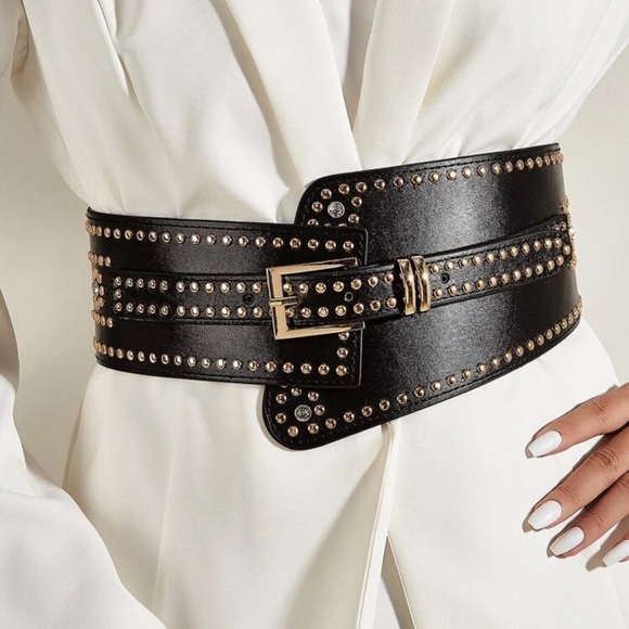 Street Studded Decor Wide Belt - Picture 1 of 5